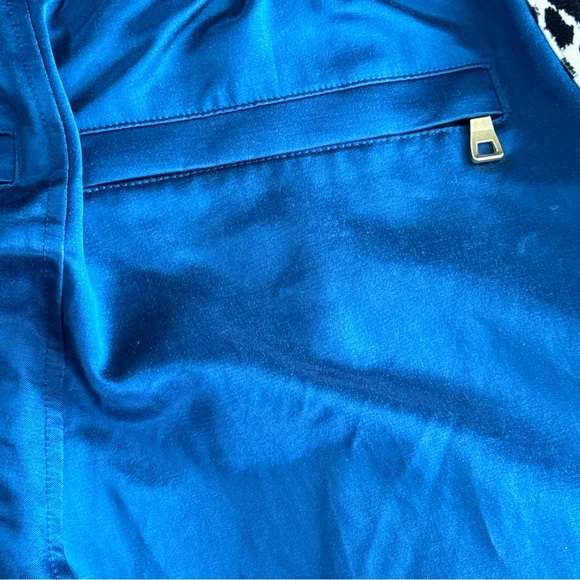JUST DON Tearway Track Pants Blue Satin Leopard Trim Men MEDIUM NEW WITH TAG - Picture 10 of 12